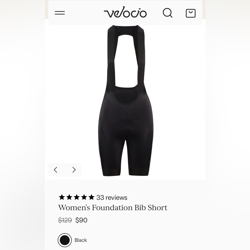 Velocio Women's Black Cycling Bib Shorts